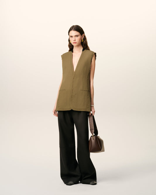 Green Wool Sleeveless Jacket