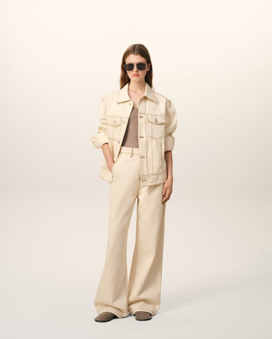 Beige Cotton Ami Paris Trucker Jacket