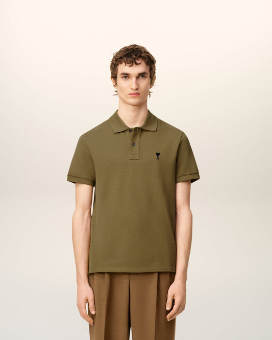Green Cotton Contrasted Ami De Coeur Polo Shirt
