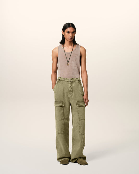 Green Cotton Cargo Wide Fit Jeans