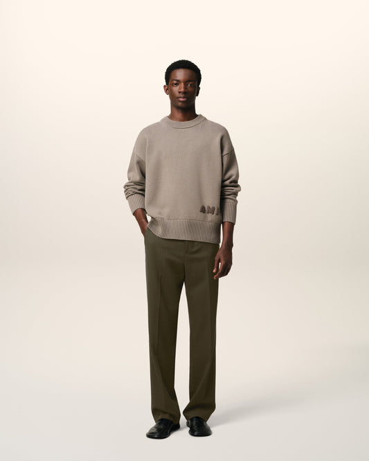 Green Wool Straight Fit Trousers
