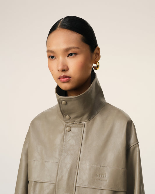 Green Leather Zipped Jacket