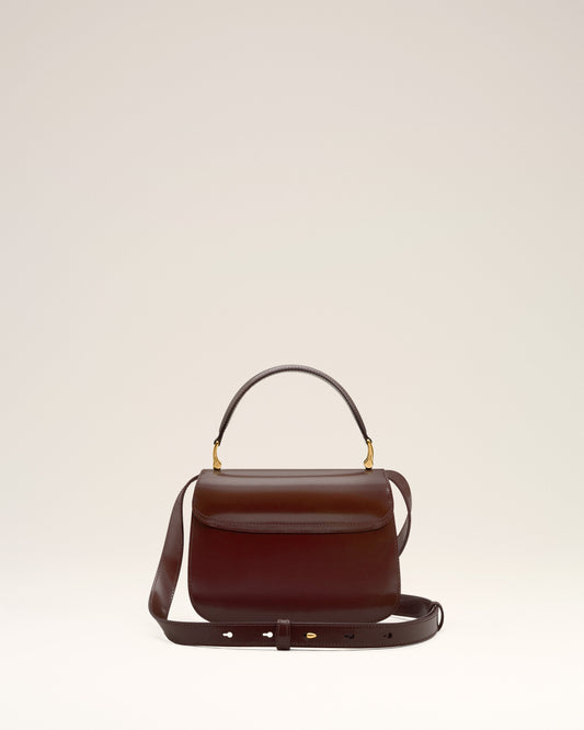Burgundy Glazed Leather Handle Paris Paris Bag