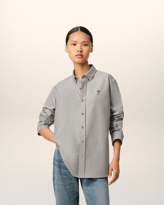 Grey Cotton Button-Down Ami de Cœur Shirt