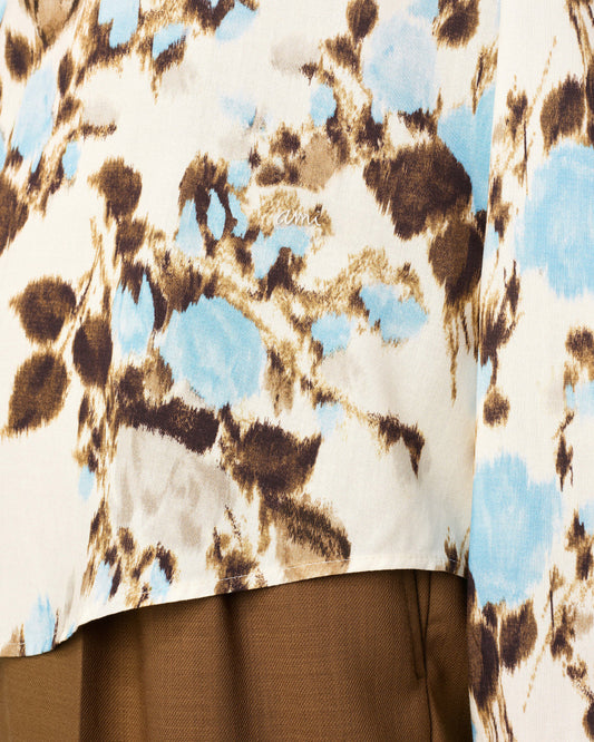 Blue Flower Printed Boxy Shirt