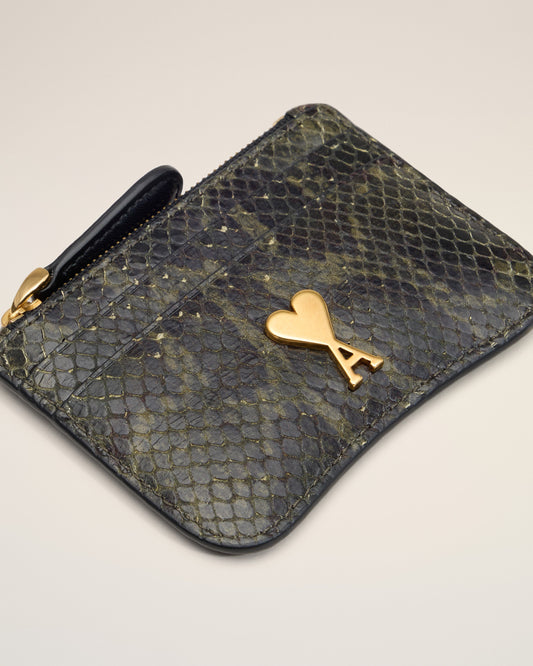 Green Leather Zipped Card Holder