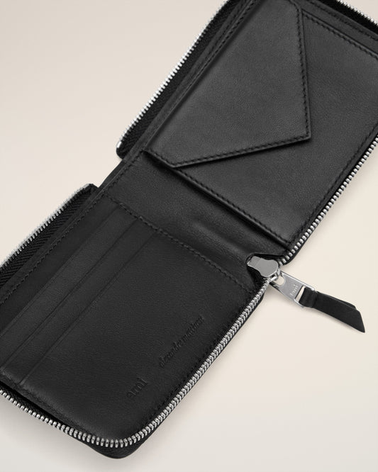 Black Smooth Leather Ami De Coeur Compact Wallet