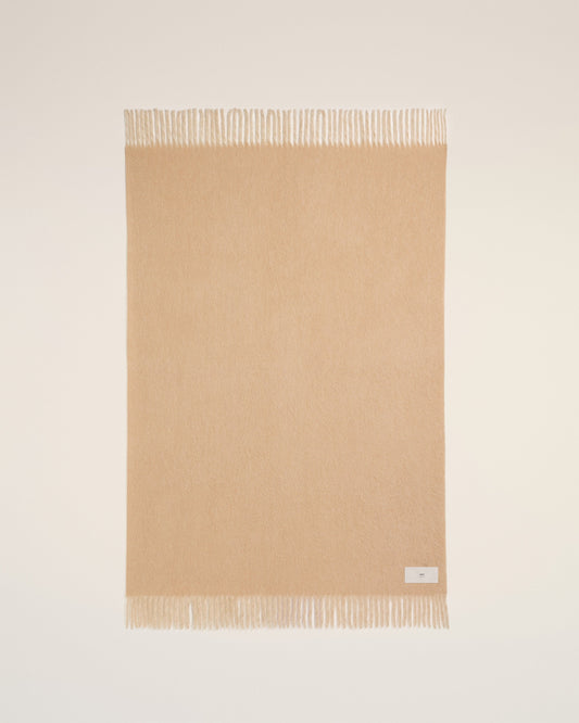 Beige Wool Bicolor Double-Sided Blanket