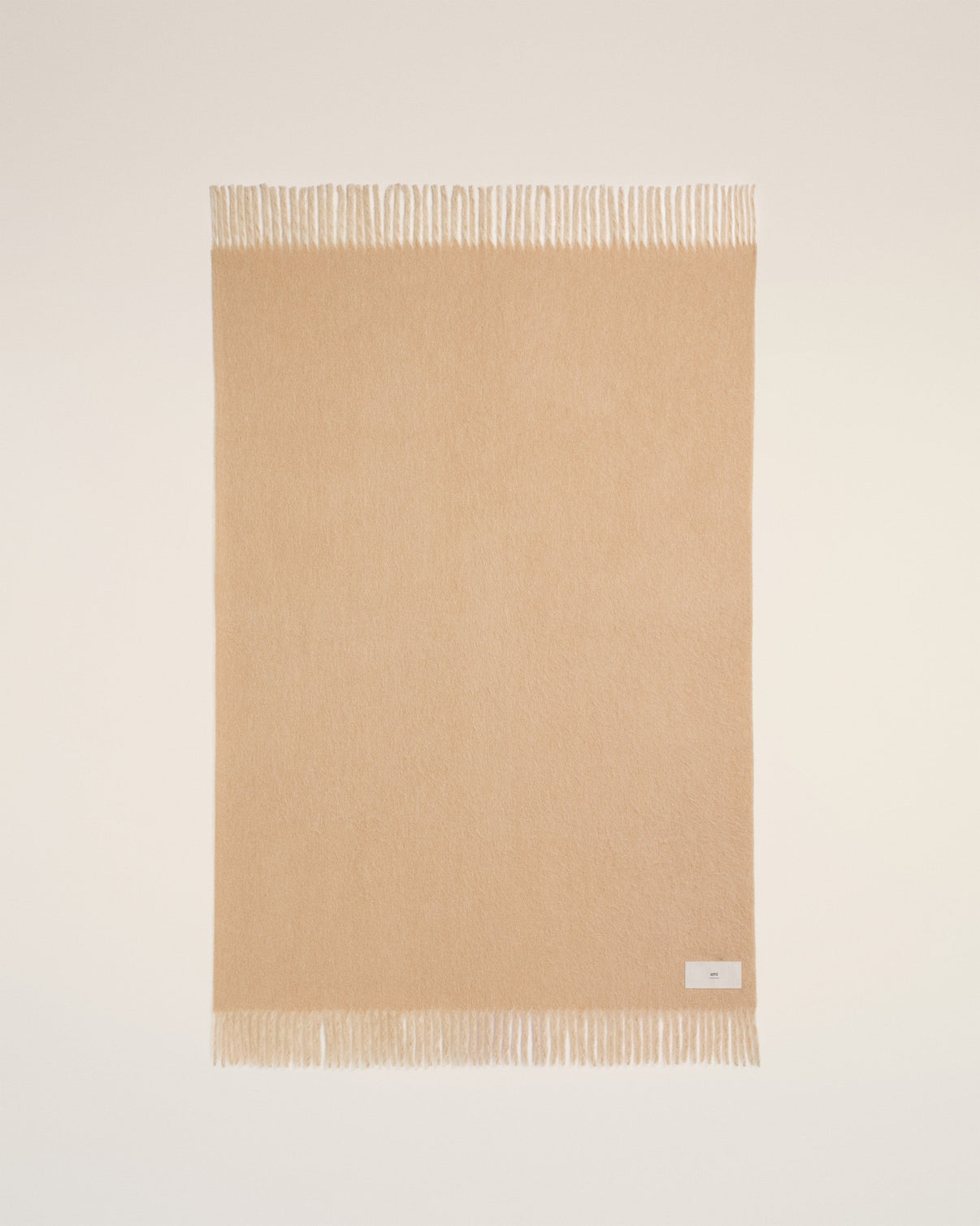 Beige Wool Bicolor Double-Sided Blanket