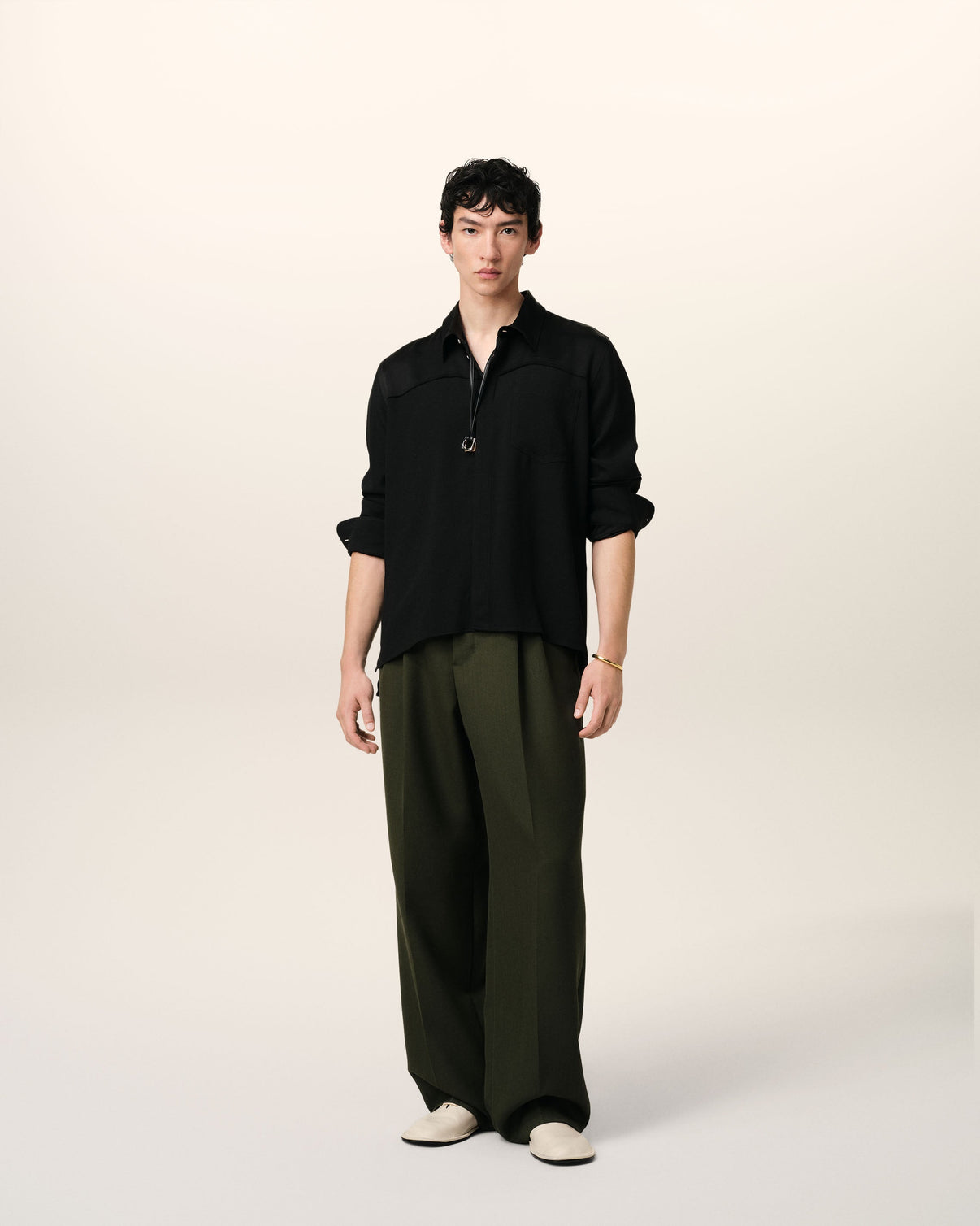 Black Contrasted Top Long Sleeve Shirt