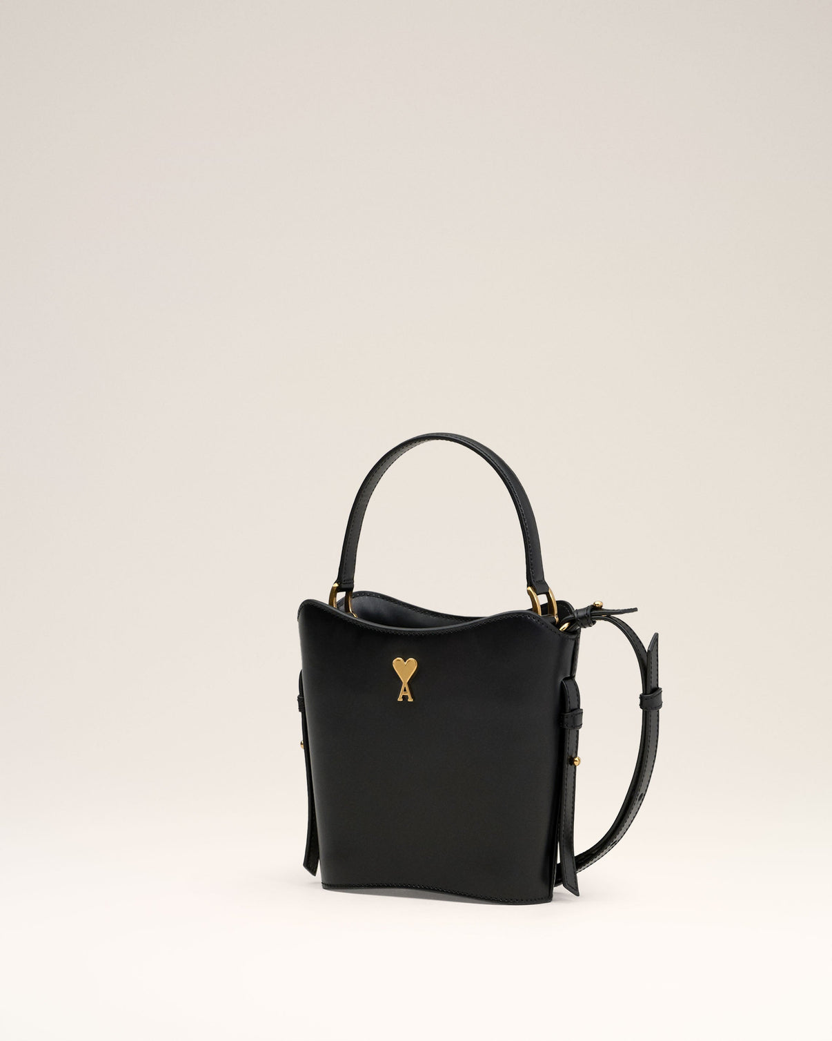 Black Leather Mini Paris Paris Bucket Bag