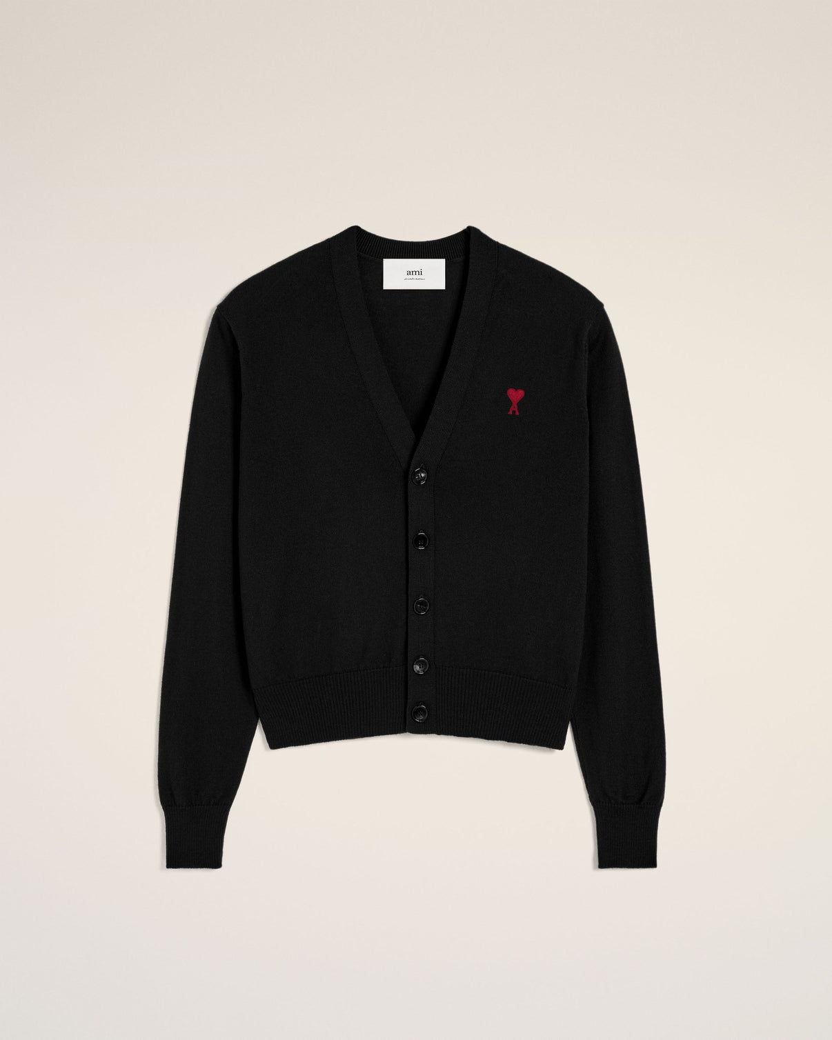 Black Wool Red Cardigan