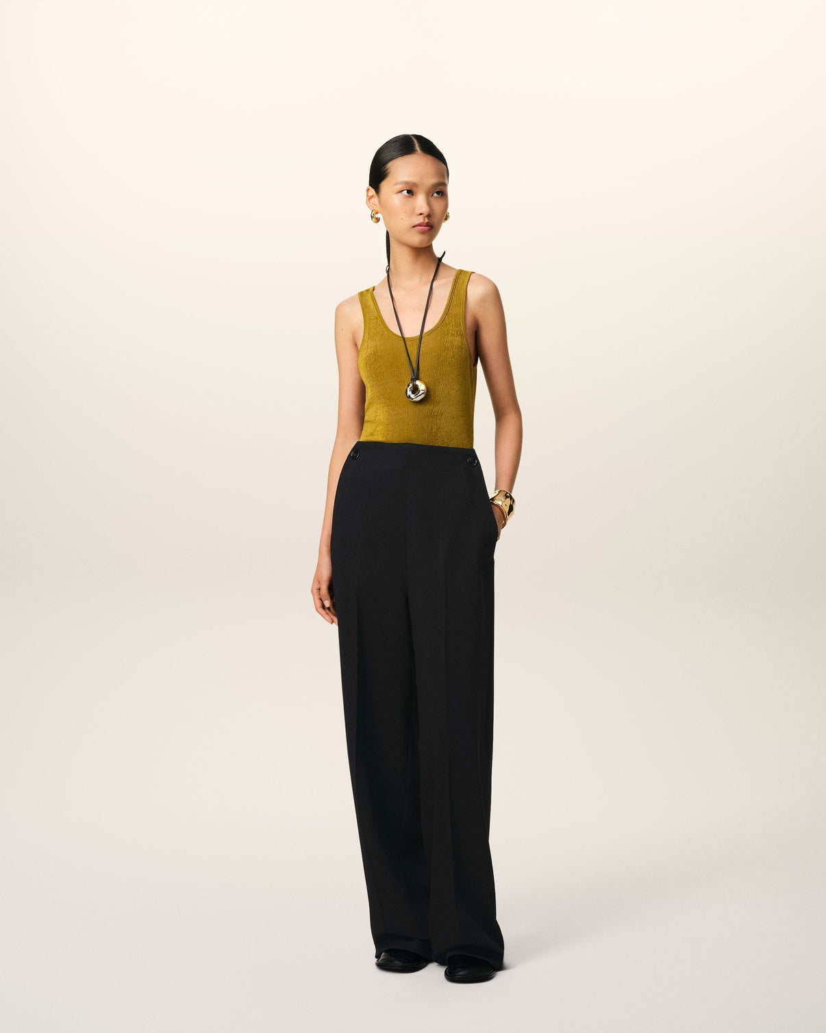 Black Wool Sailor Trousers