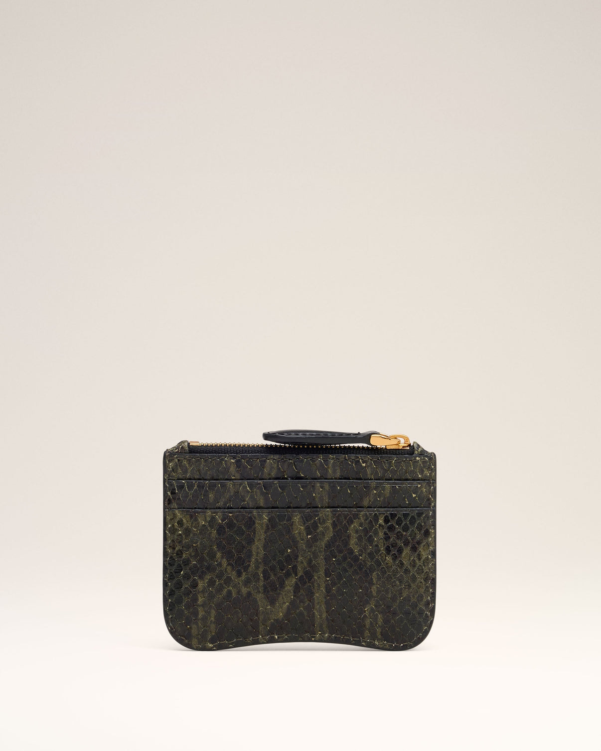 Green Leather Zipped Card Holder