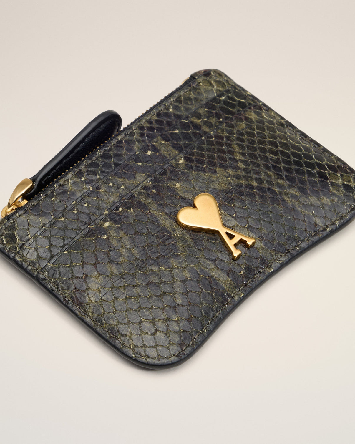 Green Leather Zipped Card Holder
