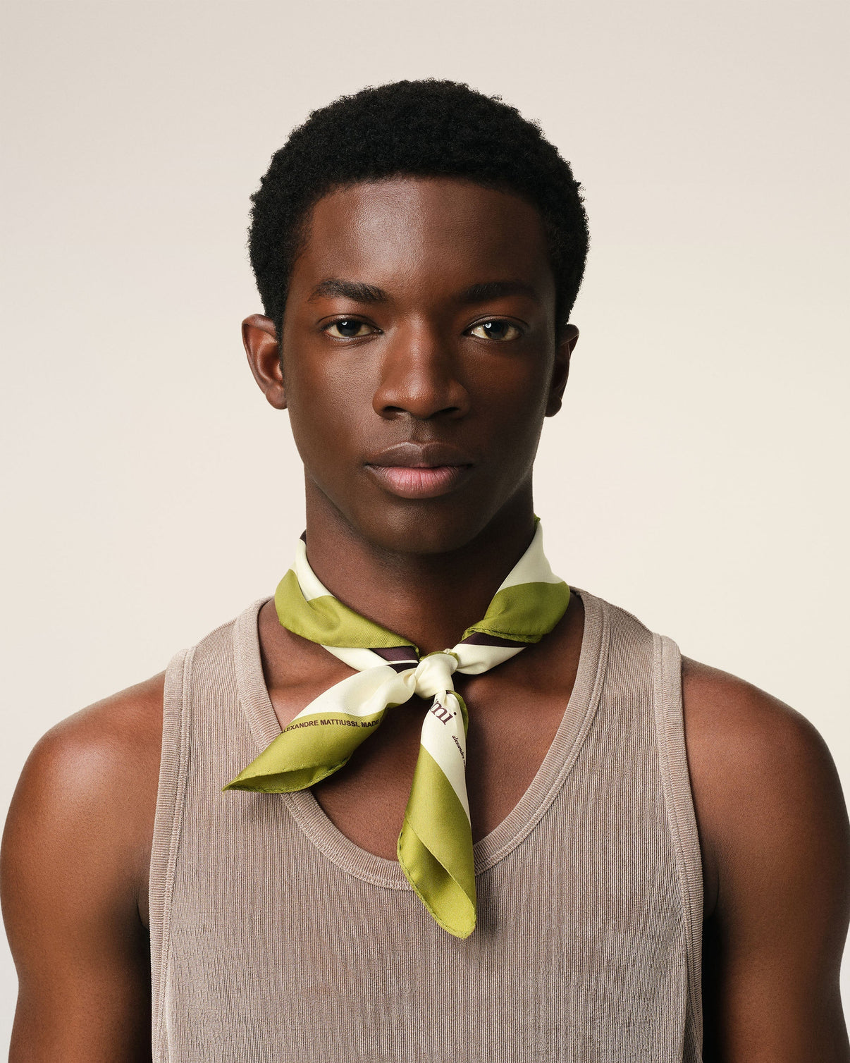 Khaki Silk Tricolor Bandana