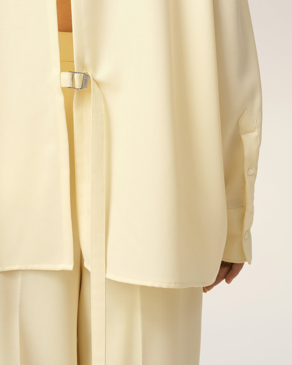Yellow Wool Back Slit Loose Shirt