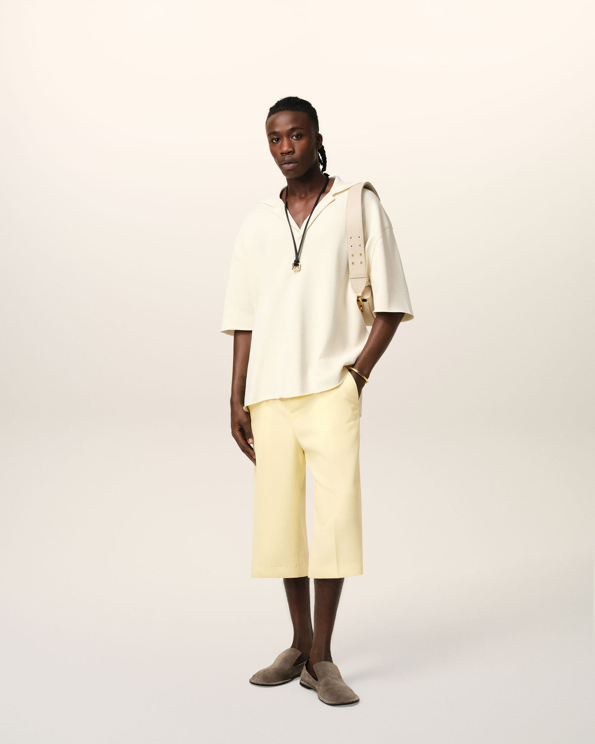Yellow Wool Wide Bermuda